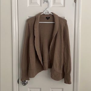 Talbots Petites Taupe Open Front Cardigan